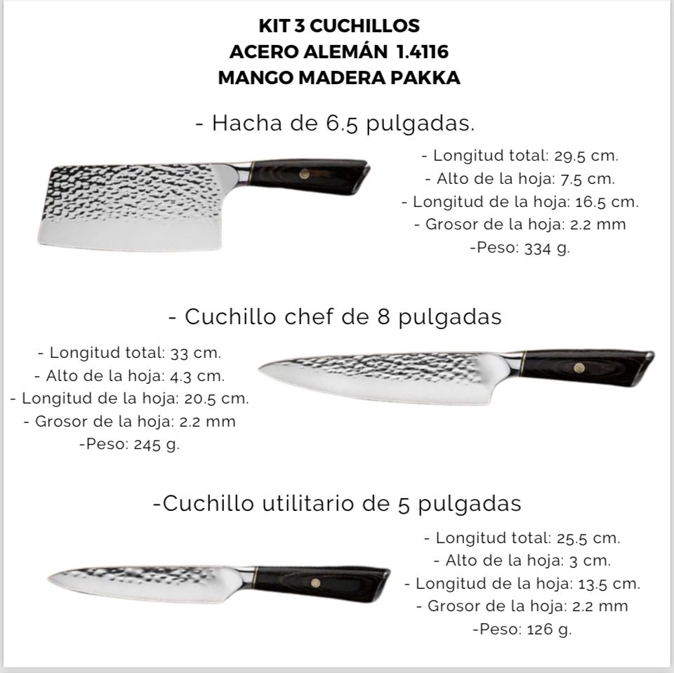 Cuchillos para cocina (Juego de 3 pzas)